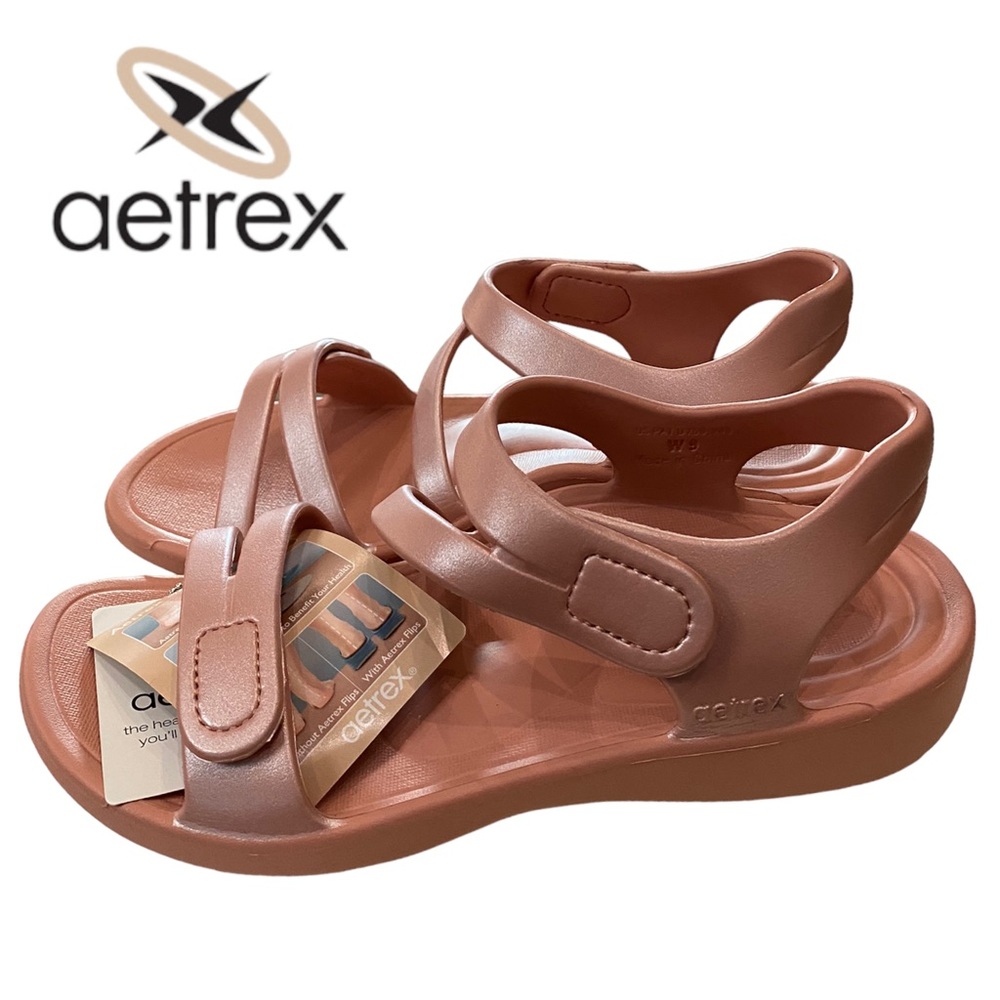 AETREX Jillian Sport Water Friendly Women's Shimmer Blush Sandals NEW 9